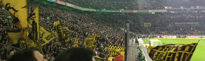 Gästeblock im Borussia-Park in Mönchengladbach